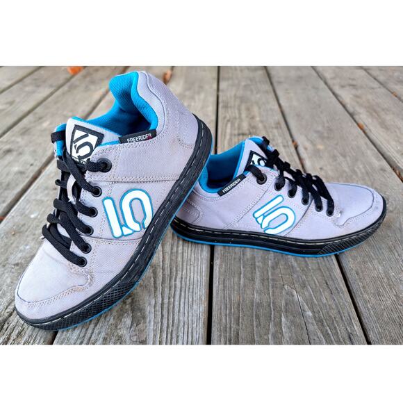 Adidas Five Ten Freerider Mountain Biking Shoes Womens 7 Grey Blue Flat Pedal - Picture 2 of 11